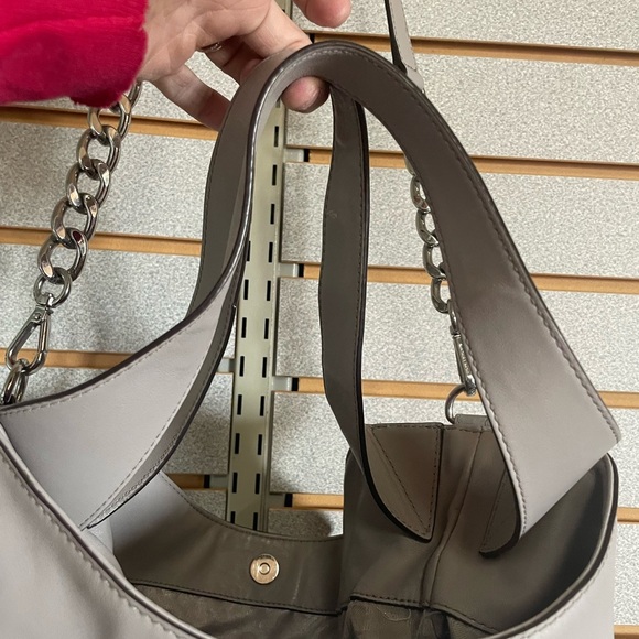 Michael Kors Devon Large Leather Hobo Handy‎ Shoulder Bag Tote Gray  Medium Size - Picture 5 of 10